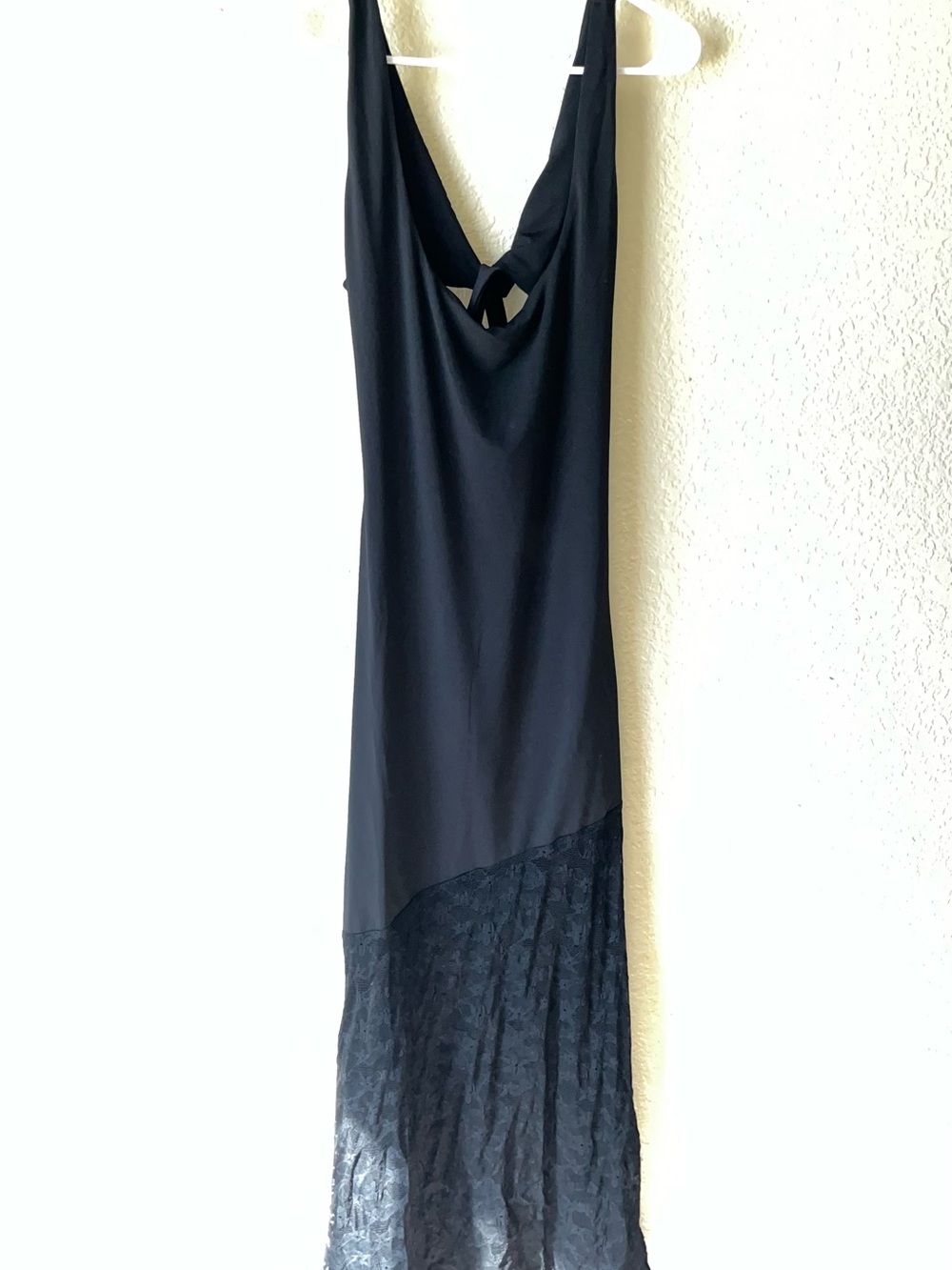 Forever 21 Black Backless Slip Dress with Lace Skirt